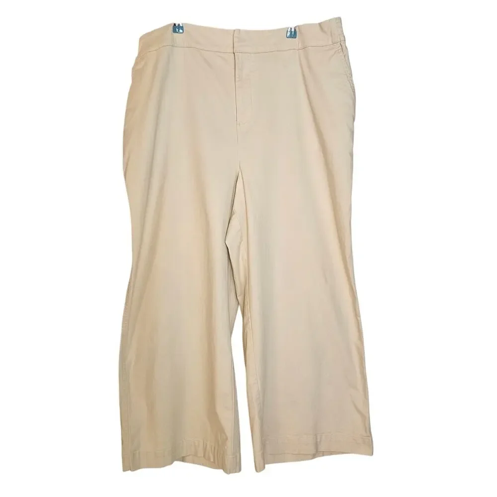 On 34th Light Tan High Rise Wide Leg Khaki Chino Classic Pants